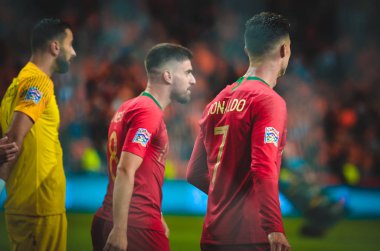 Porto, Portuglal - 09 Haziran 2019: Cristiano Ronaldo oyuncu durin