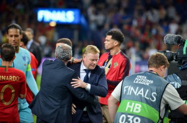 Porto, Portuglal - 09 Haziran 2019: Teknik Direktör Ronald Koeman ve Nether