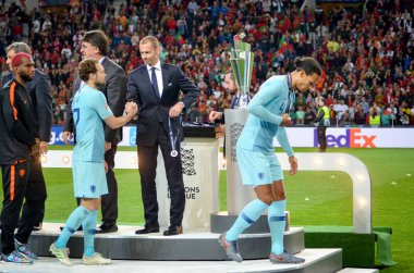 Porto, Portuglal - 09 Haziran 2019: Virgil van Dijk gümüş madalya aldı