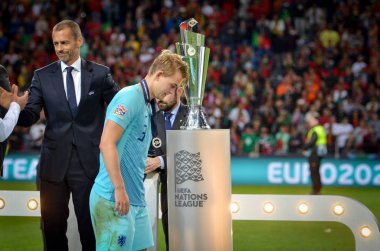 Porto, Portuglal - 09 Haziran 2019: Matthijs de Ligt silve almak