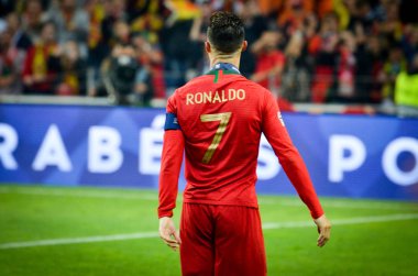 Porto, Portuglal - 09 Haziran 2019: Cristiano Ronaldo kutlamak vi