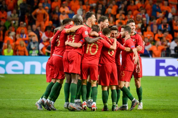 Porto, Portuglal-červen 09, 2019: Portugalská Týmová družstva oslavná — Stock fotografie