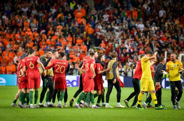 PORTO, PORTUGLAL - June 09, 2019: Portugal's team mates celebrat — Stock Photo, Image