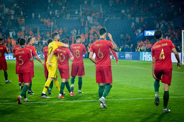 PORTO, PORTUGLAL - 09 de junio de 2019: Jugadores de fútbol de la nación —  Fotos de Stock