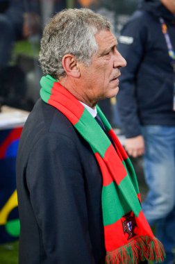Porto, Portuglal - 09 Haziran 2019: Teknik Direktör Fernando Santos kutlama