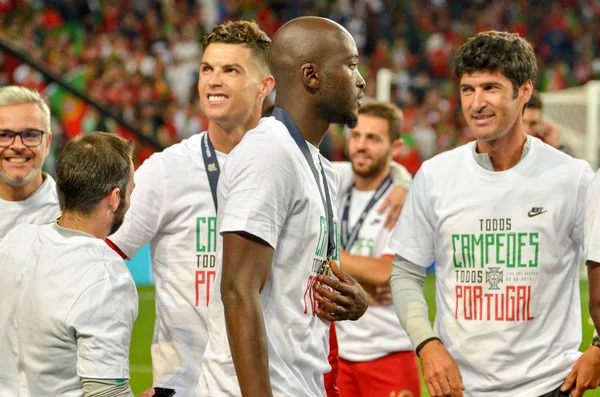Porto, Portuglal-červen 09, 2019: fotbaloví hráči národa — Stock fotografie