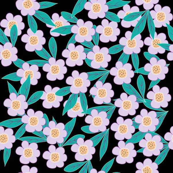 pattern from decorative naive flowers on a white background.