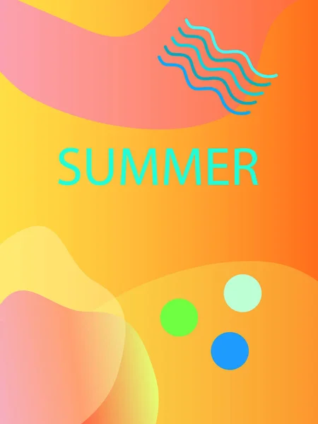 Tarjetas Verano Artísticas Únicas Con Fondo Gradiente Brillante Formas Elementos — Vector de stock