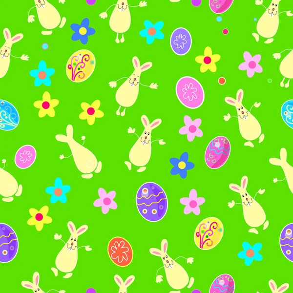 面白い装飾的なウサギと卵とパターン. — ストックベクタ