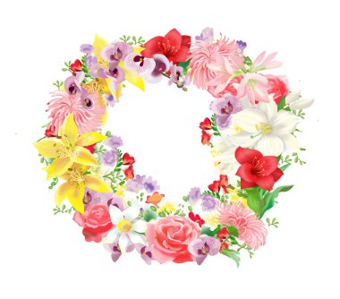 Çelengin içinde taze yaz çiçekleri