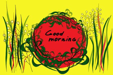 Bambu dallar ile sarı bir arka plan üzerinde tilki