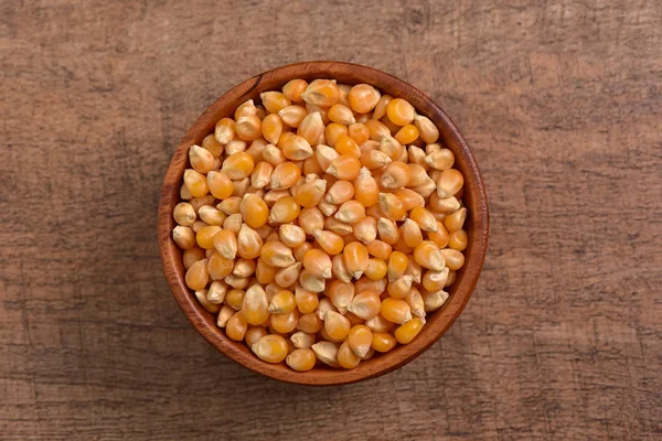 Popcorn Seed Bowl Wooden Background — Stock Photo, Image