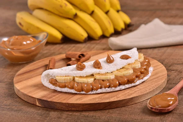 Tapioca Rellena Dulce Leche Rodajas Plátano —  Fotos de Stock