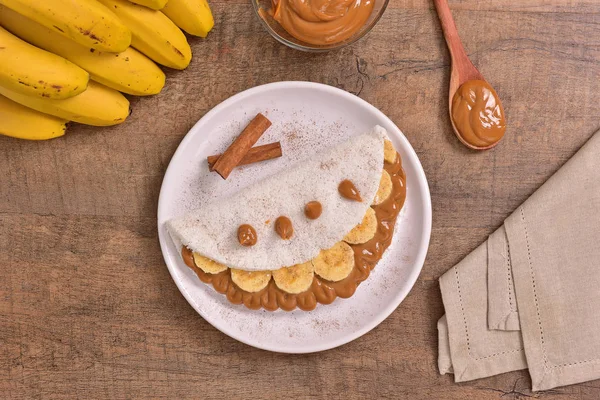 Tapioca Rellena Dulce Leche Rodajas Plátano —  Fotos de Stock