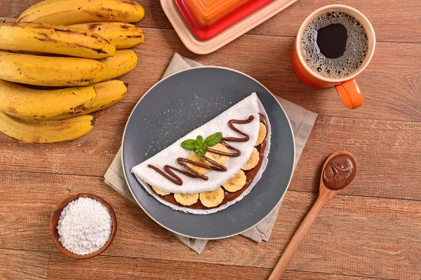 Tapioca Rellena Crema Avellana Rodajas Plátano —  Fotos de Stock