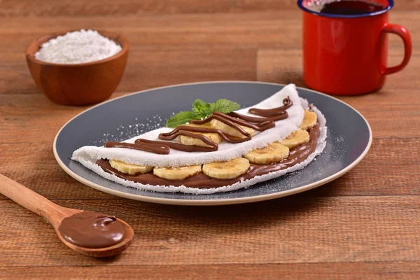 Tapioca Rellena Crema Avellana Rodajas Plátano — Foto de Stock