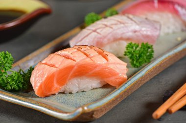 Nigiri suşi mix stüdyo çekimi