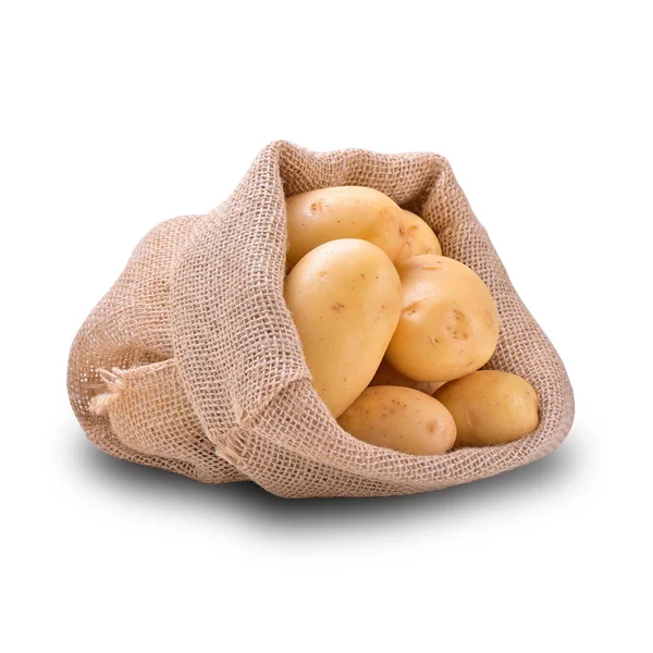 Aardappelen Tas Witte Achtergrond — Stockfoto