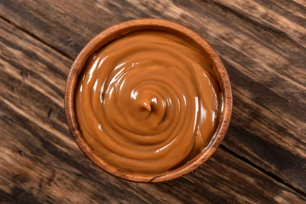 Dulce Leche Wooden Bowl — Stock Photo, Image