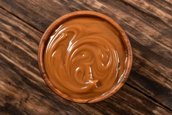 Dulce Leche Wooden Bowl — Stock Photo, Image