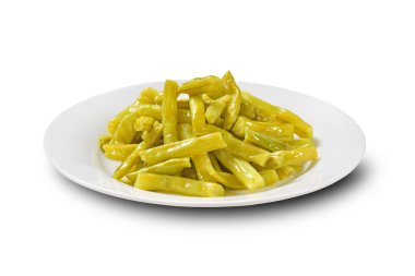 Beyaz arka plan üzerinde izole pişmiş bakla plaka