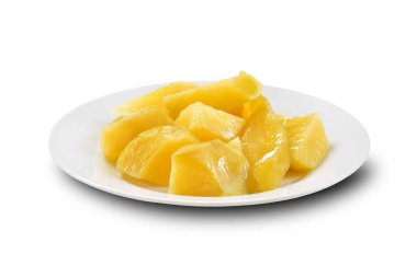 Beyaz arka plan üzerinde izole pişmiş patates plaka