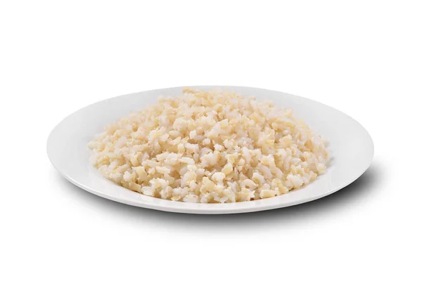 Rijst Plaat Geïsoleerd Witte Achtergrond — Stockfoto