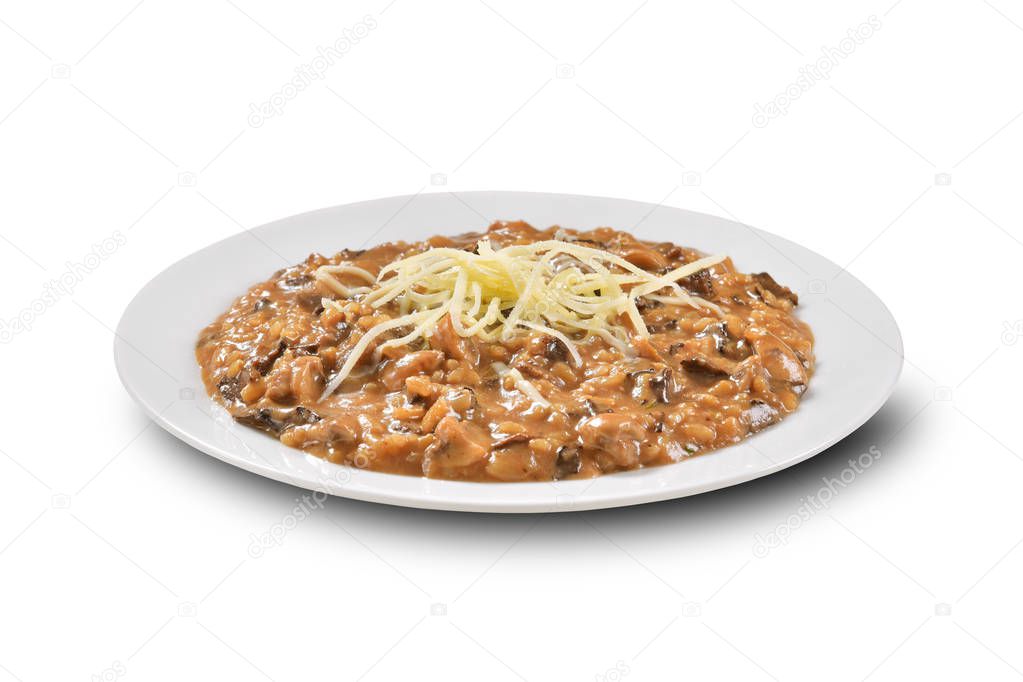 Risotto plate isolate on white background