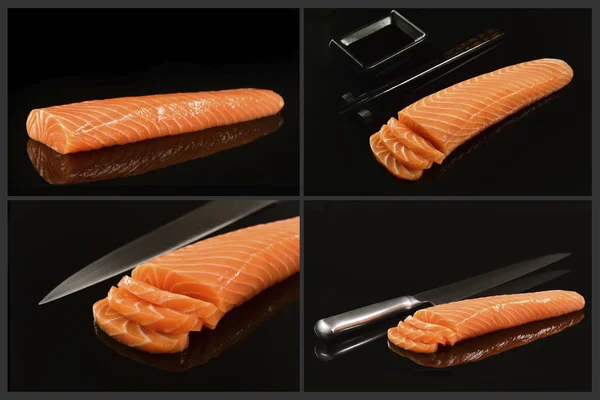 Japans Eten Vier Foto Collage — Stockfoto