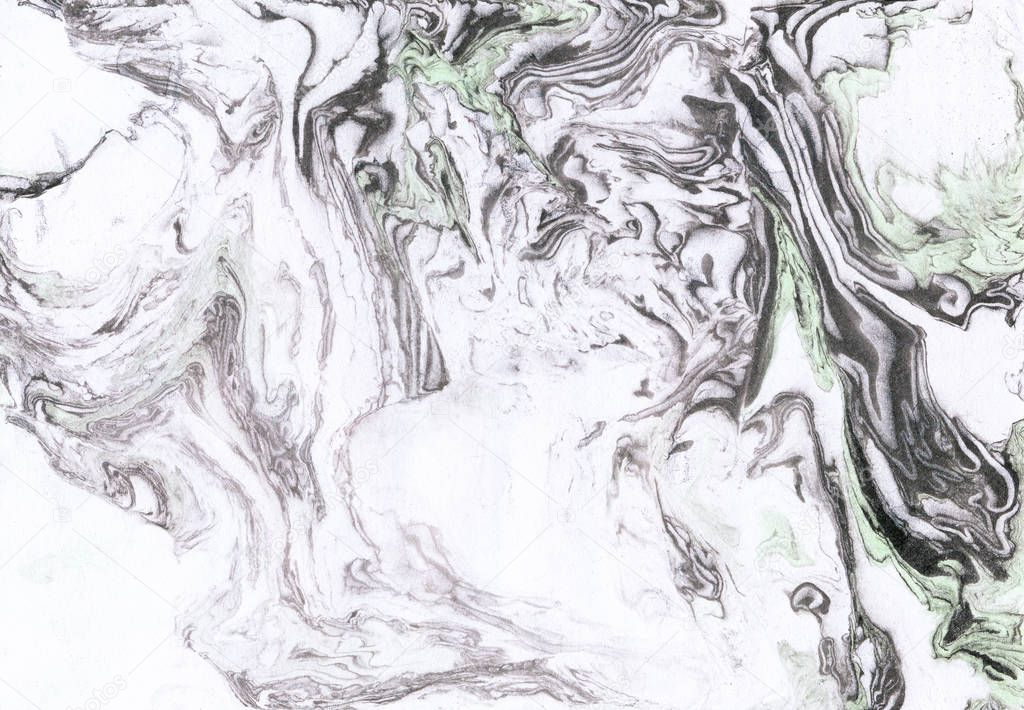 Black, white and green ink marble texture