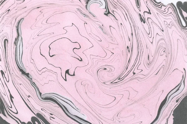 抽象絵画 ピンクと黒の背景を霜降りします 装飾的な大理石のテクスチャです インクの背景を抽象化します 霜降りの背景 大理石のテクスチャ — ストック写真