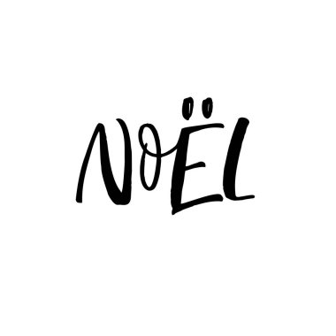 Noel ifade. Fransızca mutlu Noeller. Tatil yazı. Mürekkep çizim. Modern fırça hat. Beyaz arka plan üzerinde izole.