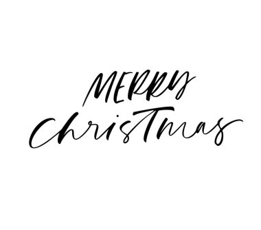 Neşeli Noel ifade bir kaligrafi fırçası ile el yazısı.
