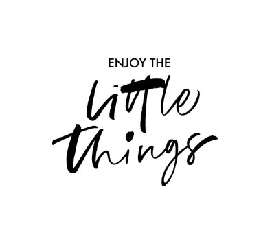 Elle çizilmiş zevk küçük şeyler beyaz zemin üzerine yazı