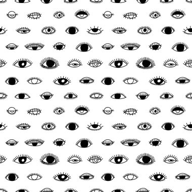 Gözleri ve beyaz arka plan üzerinde kirpik ile Seamless modeli