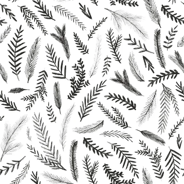 Motif Sans Couture Avec Branches Sapin Sur Fond Blanc — Image vectorielle