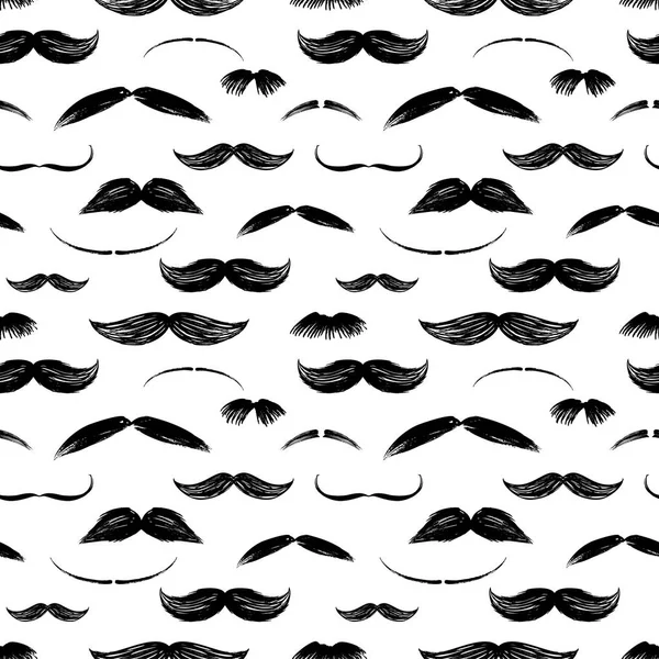 Seamless Pattern Hand Drawn Mustaches — Stock Vector