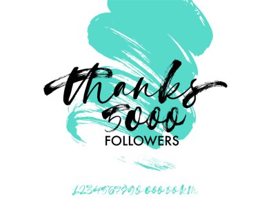 5000 takipçileri ifade soyut fırça darbesi teşekkürler. Sosyal ağlar için yazı. Vektör modern fırça Hat el çekilmiş. 