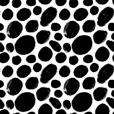 Dikişsiz desen lekeleri, daireler ve oval. Basit vektör geometrik doku. Modern tek renkli doku. Sarma kağıdı, duvar kağıtları, web tasarımı vb için elle çizilmiş süsleme.