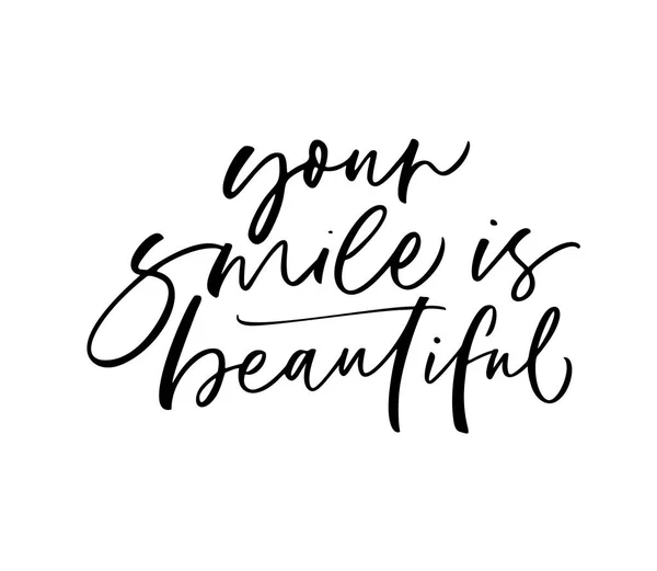 Your Smile Beautiful Phrase Ink Illustration Modern Vector Brush Calligraphy — Stock Vector
