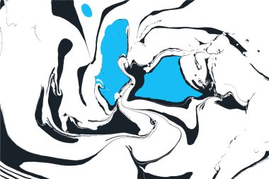 Vektör siyah, beyaz ve mavi mermer arka plan. Dekoratif mermer doku. Mürekkep doku. Arka plan el çekilmiş. 