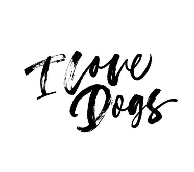 Köpekler ifade seviyorum. Vektör el fırça tarzı modern hat çekilmiş.