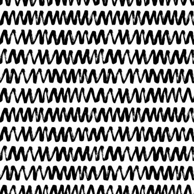 El çizilmiş vektör Zig Zag hatları ile Dikişsiz desen. 