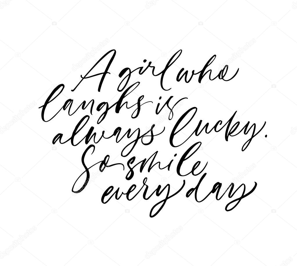 ✓ Girl power quote handwritten vector lettering. Ink cursive