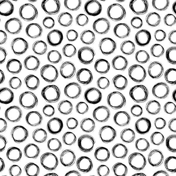 Scribble cercles dessin à la main motif vectoriel sans couture. Anneaux chaotiques encre texture sale. — Image vectorielle