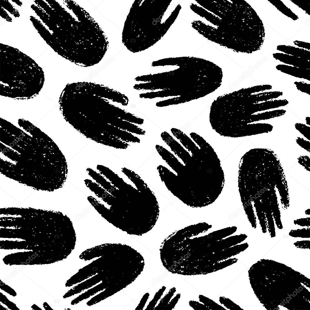 Human hand imprint vector seamless pattern