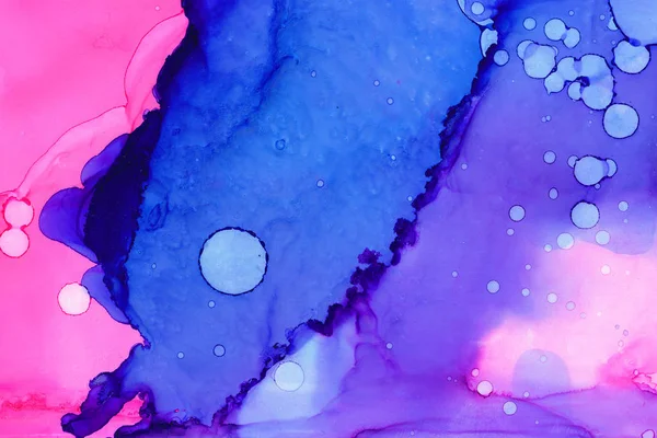 Colorido cepillo olas acuarela textura fondo. Dibujado a mano manchas de pintura abstracta rosa y azul marino . — Foto de Stock