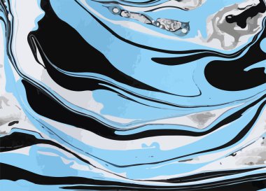 Mavi, beyaz ve siyah mermer doku. Vektör dekoratif akrilik arka plan. Ⅰ