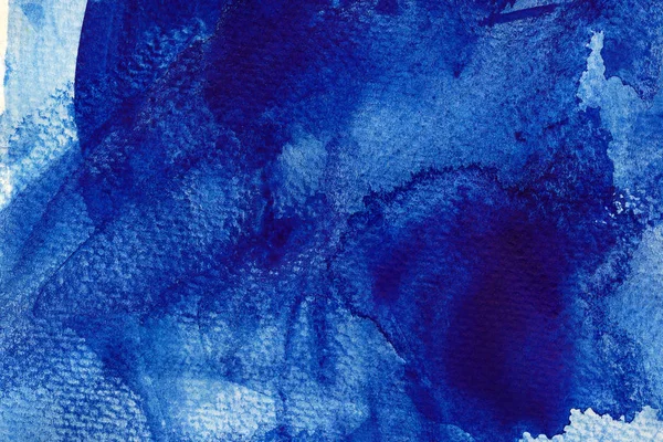 Pozadí textury Ultramarine akvarel. Vodní akváarey špinavé, drsné dlaže, tahy štětce. — Stock fotografie