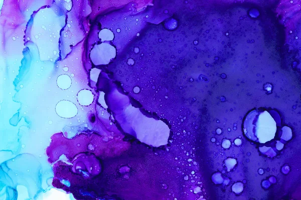 Creative colorful fluid hand drawn painting. Purple smudges watercolor splatters, decorative blurry texture.